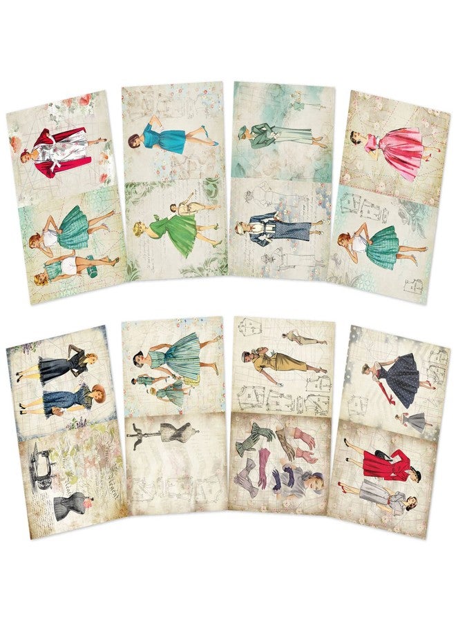 CrafTangles A4 Decoupage Paper Pack Combo - Retro Chic 1 and 2 (8 sheets) - Image 1